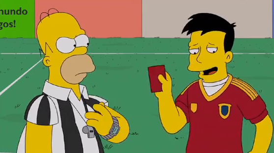 España soborna al árbitro Homer Simpson en el Mundial